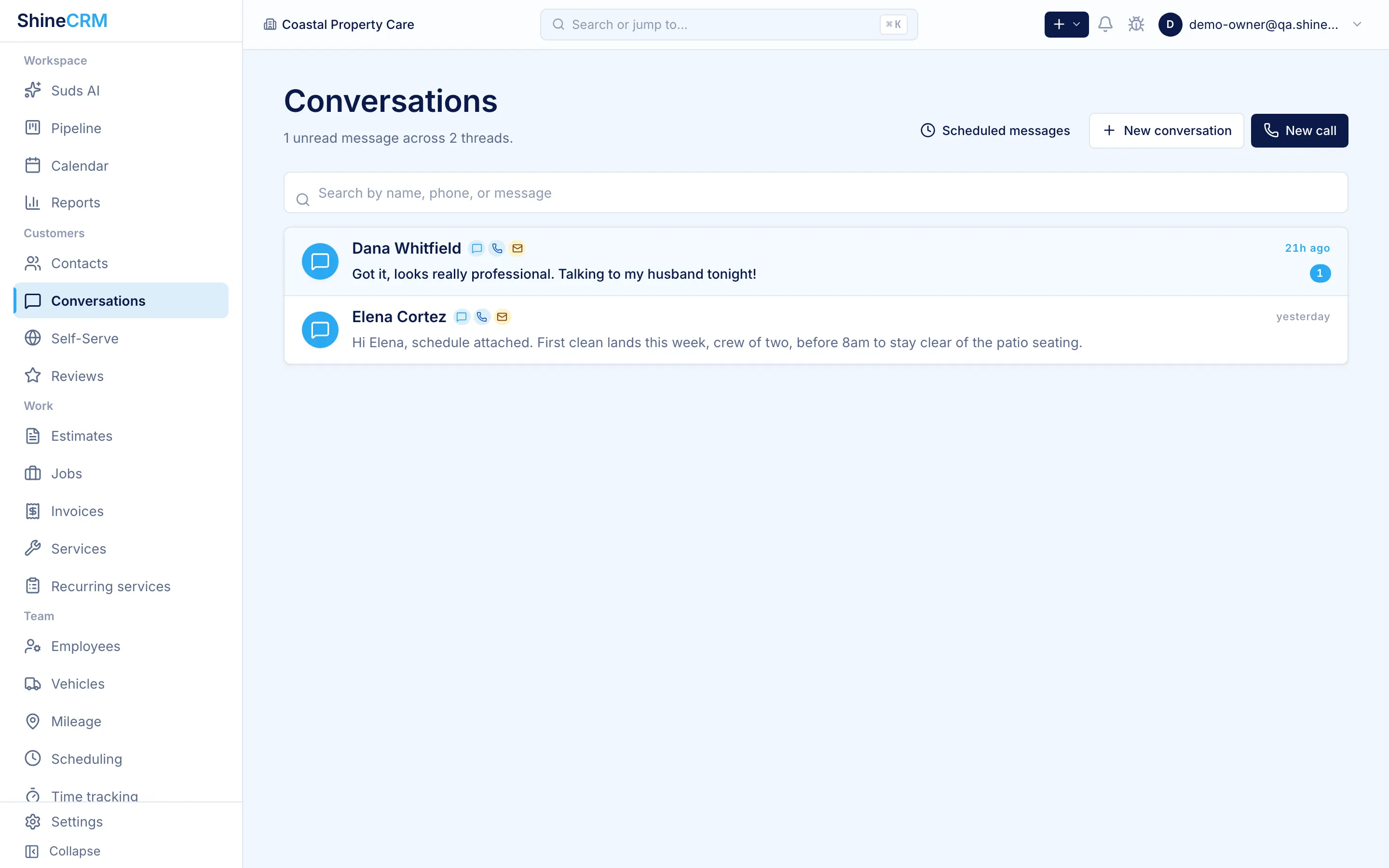 The unified inbox: texts, email, and calls in one list